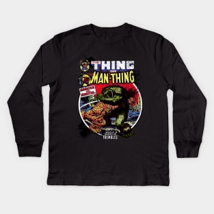 The Man Thing Monster versus Monster Fantastic Battle Kids Long Sleeve T-Shirt